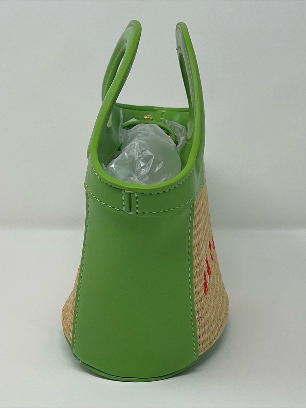 Marni Tropicalia Micro Raffia Leather Top Handle Bag Green - Picture 3 of 11